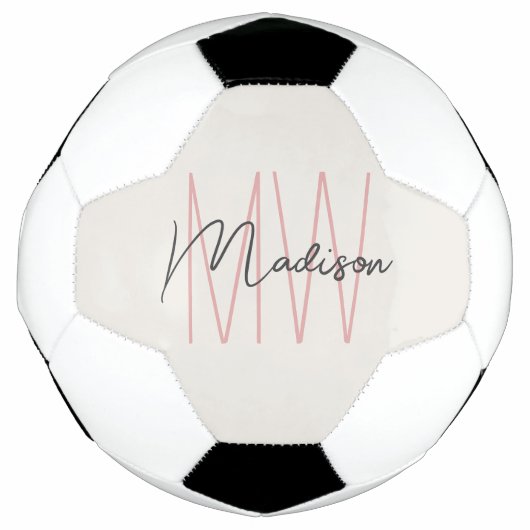 Modern Monogram Naam Script Tan Pink Voetbal (Voorkant)