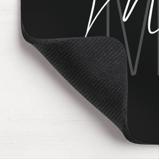 Modern Monogram Naam Script Zwart Wit Muismat (Hoek)