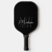 Modern Monogram Naam Script Zwart Wit Pickleball Paddle (Voorkant)