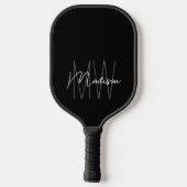 Modern Monogram Naam Script Zwart Wit Pickleball Paddle (Achterkant)
