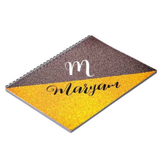 Modern Monogram Naam - Zwart Goud Spiraalvormig No Notitieboek (Linkerzijde)