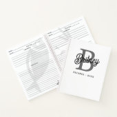 Modern Monogram Naam Zwart Grijs Script Recept Notitieboek (Binnen)