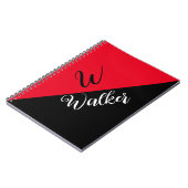 Modern Monogram Naam - Zwart Rood Spiraal Notitieb Notitieboek (Linkerzijde)