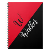 Modern Monogram Naam - Zwart Rood Spiraal Notitieb Notitieboek (Voorkant)