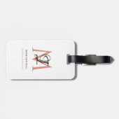 Modern Monogram Naam Zwart Wit Roos Goud Eenvoudig Bagagelabel (Achterkant horizontaal)