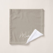 Modern monogram naamscript beige bad handdoek (Wasdoekje)