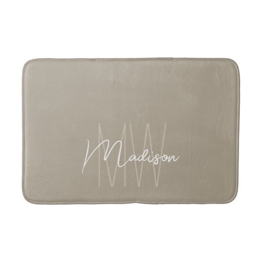 Modern monogram naamscript beige badmat (Voorkant)