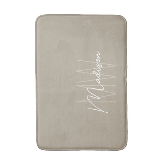 Modern monogram naamscript beige badmat (Voorkant Verticaal)