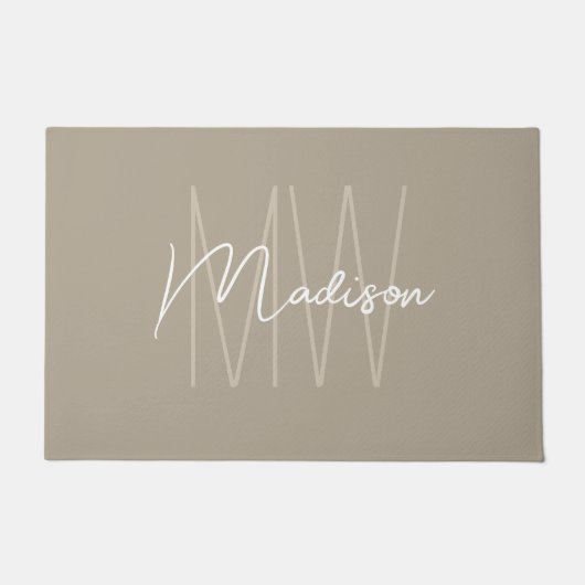 Modern monogram naamscript beige deurmat (Voorkant)