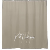 Modern monogram naamscript beige douchegordijn (Voorkant)