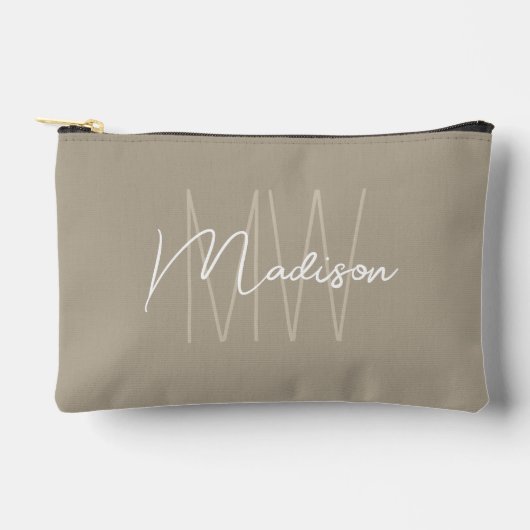 Modern monogram naamscript beige etui (Voorkant)