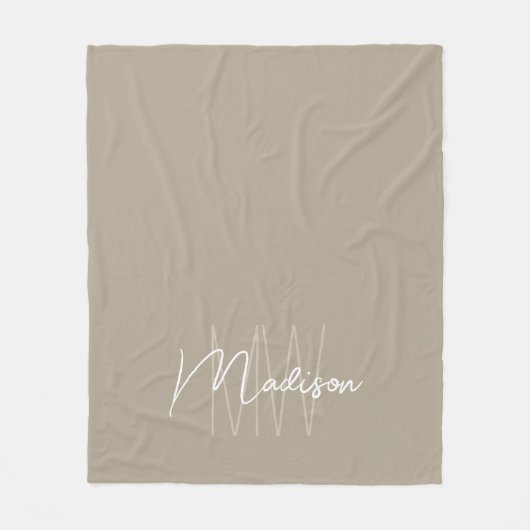 Modern monogram naamscript beige fleece deken (Voorkant)