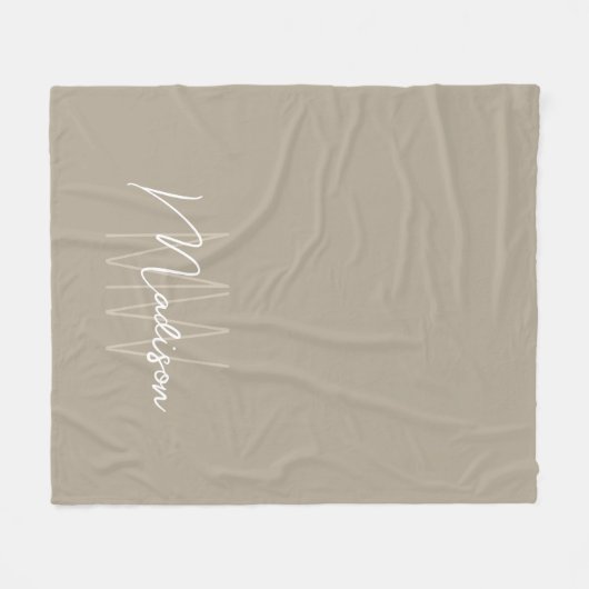 Modern monogram naamscript beige fleece deken (Voorkant (Horizontaal))