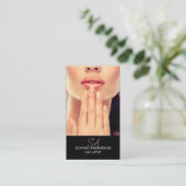 Modern Monogram Nail Artist Zwart Visitekaartje (Staand voorkant)