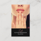 Modern Monogram Nail Artist Zwart Visitekaartje (Voorkant)