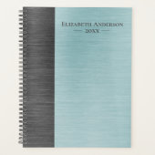 Modern Monogram Name Brushed Metal Daily Planner (Voorkant)
