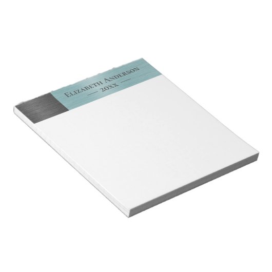 Modern Monogram Name Brushed Metal Notitieblok (Schuin)