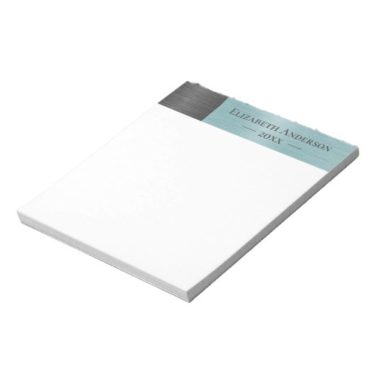 Modern Monogram Name Brushed Metal Notitieblok (Linkerzijde)