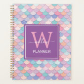 Modern Monogram Name Initiaal Mermaid Paars Planner (Voorkant)