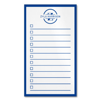 Modern Monogram Name Navy Blue To Do List Magnetisch Visitekaartje