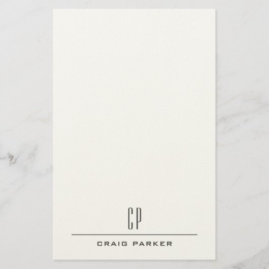Modern Monogram Name Professional Plain Minimalist Briefpapier (Voorkant)