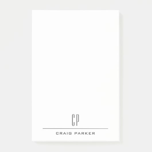 Modern Monogram Name Professional Plain Minimalist Post-it® Notes (Voorkant)