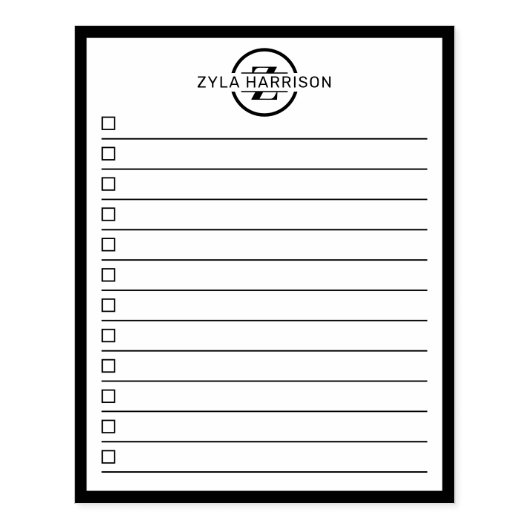 Modern Monogram Name To Do List Rubberstempel (Afrduk)