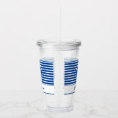 Modern monogram Nautical Blue Stripes Acryl Drinkbeker (Rechts)