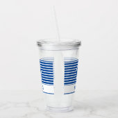Modern monogram Nautical Blue Stripes Acryl Drinkbeker (Links)