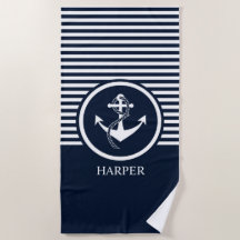 MODERN MONOGRAM NAUTISCH NAVY EN WITTE STRIPEN