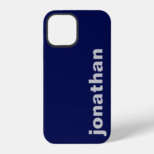 Modern Monogram Navy Blauw iPhone Hoesje (Achterkant)