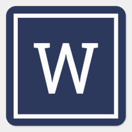 Modern Monogram Navy Blauw Vierkante Sticker