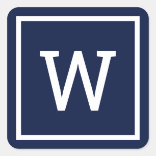 Modern Monogram Navy Blauw Vierkante Sticker