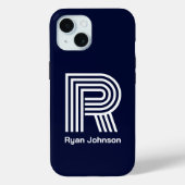 Modern Monogram Navy Blue Case-Mate iPhone Case (Achterkant)