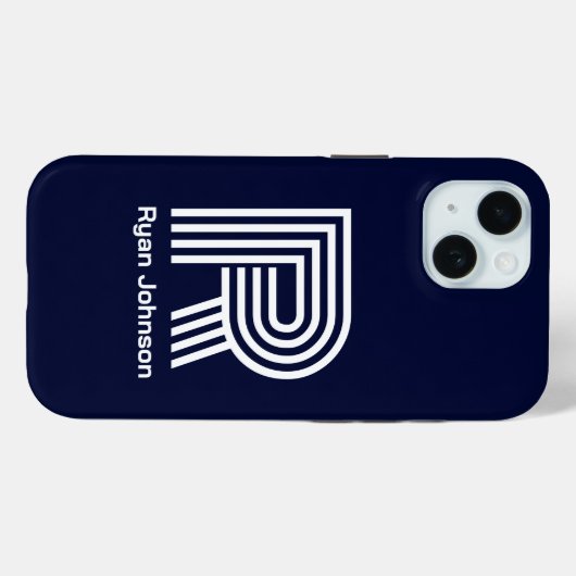 Modern Monogram Navy Blue Case-Mate iPhone Case (Achterkant (horizontaal))