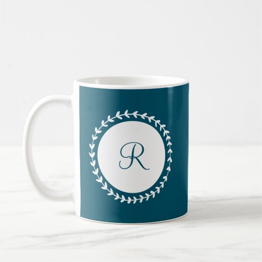 Modern Monogram Navy Blue Koffiemok (Links)