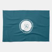 Modern Monogram Navy Blue Theedoek (Horizontaal)
