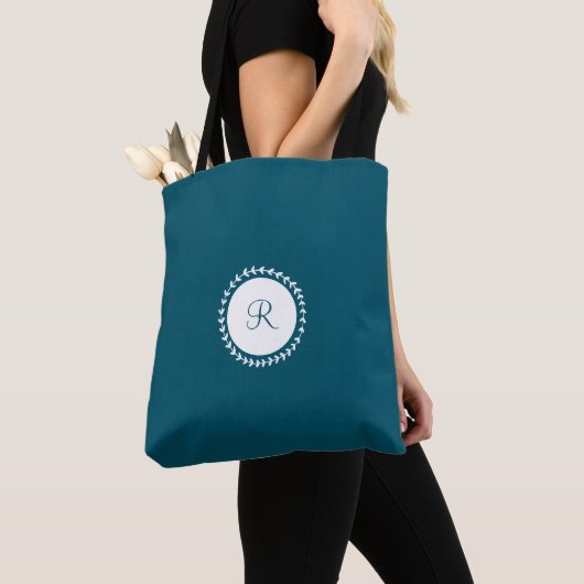 Modern Monogram Navy Blue Tote Bag (Dichtbij)