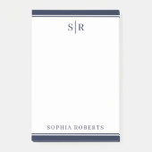 Modern Monogram Navy Blue White - naam Post-it® Notes (Voorkant)