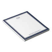 Modern Monogram Navy Blue Wit Aangepaste Naam Notitieblok (Schuin)