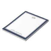 Modern Monogram Navy Blue Wit Aangepaste Naam Notitieblok (Linkerzijde)