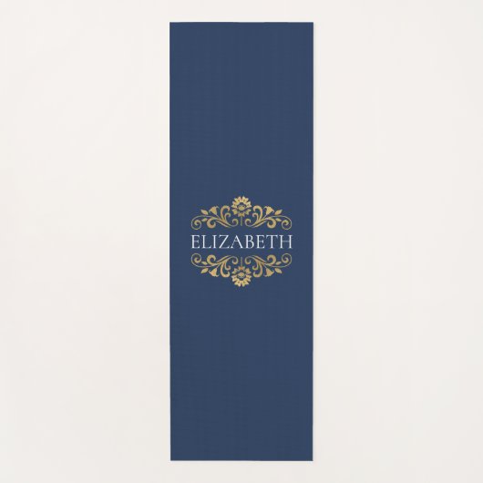 Modern Monogram Navy Blue Workout Yoga Mat (Voorkant)