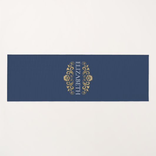 Modern Monogram Navy Blue Workout Yoga Mat (Voorkant (horizontaal))