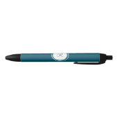 Modern Monogram Navy Blue Zwarte Inkt Pen (Bodem)