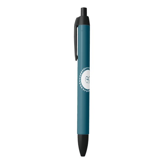 Modern Monogram Navy Blue Zwarte Inkt Pen (Top (Verticaal))