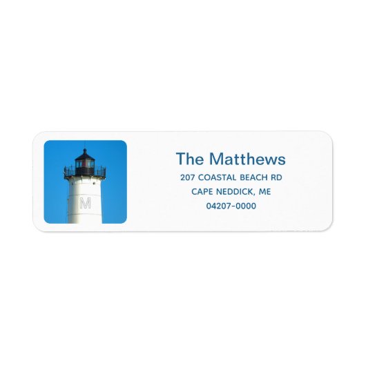 Modern Monogram nubble Lighthouse Return Address Etiket (Voorkant)