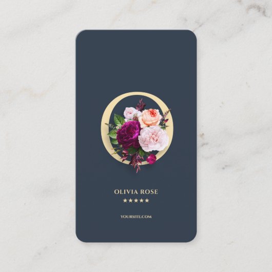Modern Monogram O Elegant Bloemen Zwart Goud Visitekaartje (Voorkant)