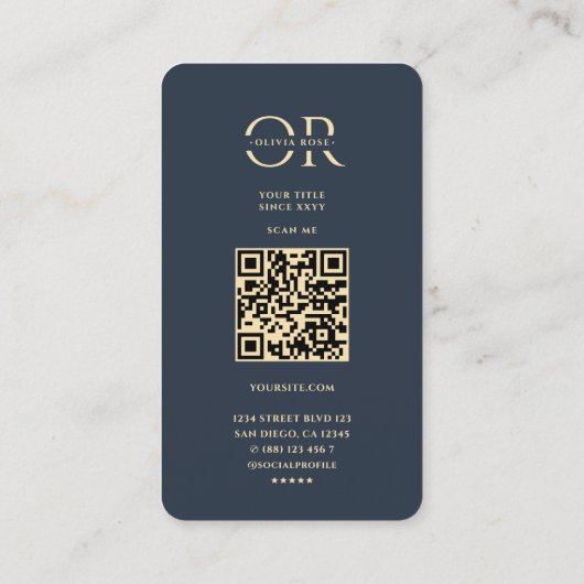 Modern Monogram O Elegant Bloemen Zwart Goud Visitekaartje (Achterkant)