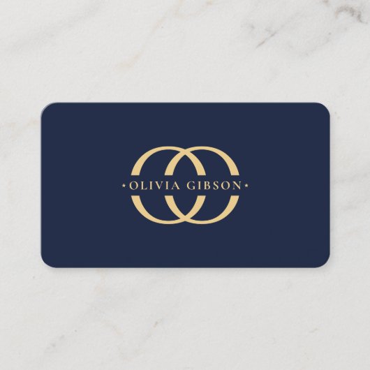 Modern Monogram O Logo Elegant Donkerblauw Visitekaartje (Voorkant)