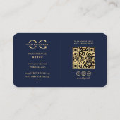 Modern Monogram O Logo Elegant Donkerblauw Visitekaartje (Achterkant)